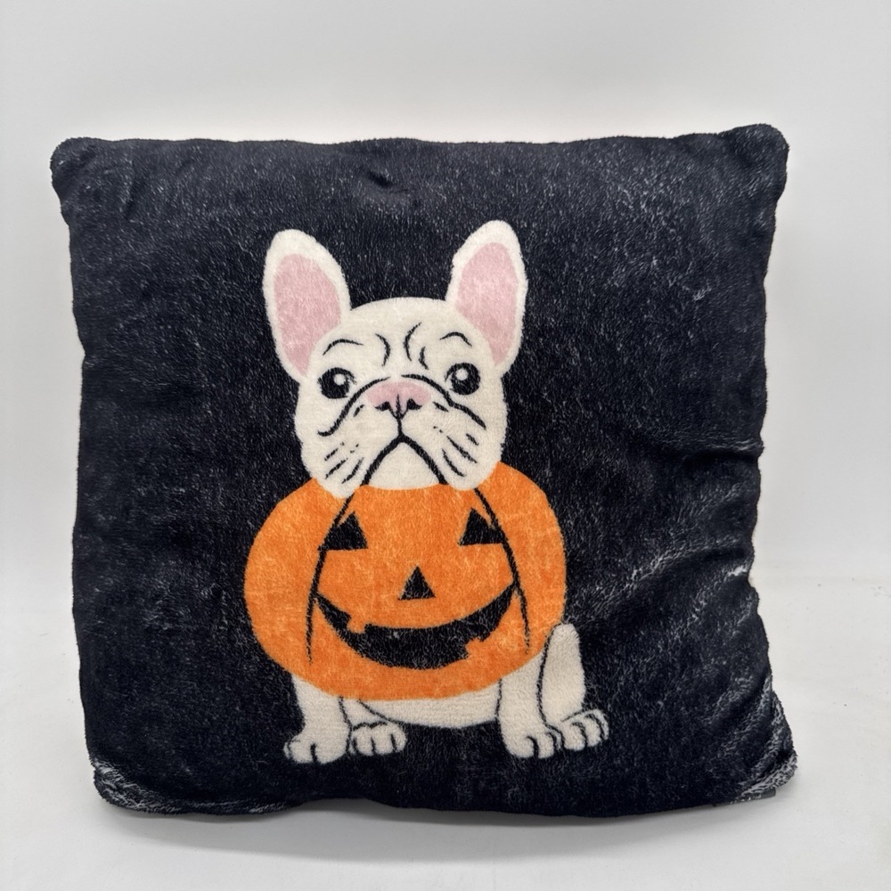 Modern Southern Home Halloween French Bulldog Pumpkin Throw Pillow 16"